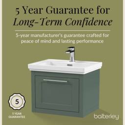 Balterley Wall Hung 1 Drawer Vanity Unit & 1TH Fireclay Basin, 600mm, Green - thumbnail 7
