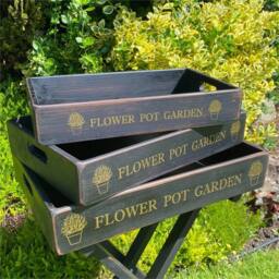 Nordara Foldable Vintage Serving Stand With 3 Wooden Trays in Black - Size: 1.25kg - thumbnail 5