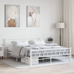 Berkfield Home Bed Frame White Metal 160x200 cm - thumbnail 2