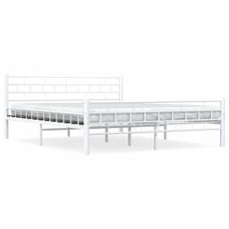 Berkfield Home Bed Frame White Metal 160x200 cm - thumbnail 1
