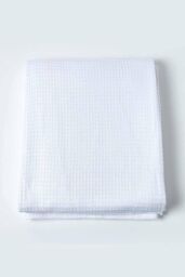 Homescapes Cotton Waffle Blanket Throw - Soft, Breathable & Skin-Friendly in White - Size: 250 cm x 230 cm - thumbnail 2
