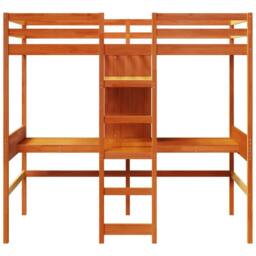Berkfield Home Loft Bed Frame without Mattress Wax Brown 75x190cm Solid Wood Pine - Size: 75x190 cm - thumbnail 5