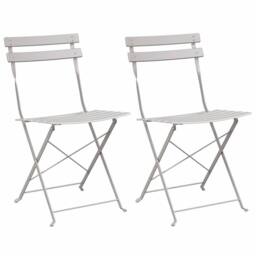 Berkfield Home Folding Garden Chairs 2 Pack Beige Steel - thumbnail 1