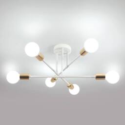 Goeco Sputnik Ceiling Lights 6 Arms Diameter 52cm Chandelier 180° Adjustable in White - thumbnail 9
