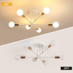 Goeco Sputnik Ceiling Lights 6 Arms Diameter 52cm Chandelier 180° Adjustable in White - thumbnail 7