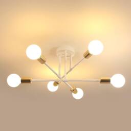 Goeco Sputnik Ceiling Lights 6 Arms Diameter 52cm Chandelier 180° Adjustable in White - thumbnail 1