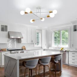 Goeco Sputnik Ceiling Lights 6 Arms Diameter 52cm Chandelier 180° Adjustable in White - thumbnail 2