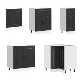 Berkfield Home 11 Piece Kitchen Cabinet Set Kalmar Black Engineered Wood - thumbnail 5