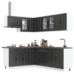 Berkfield Home 11 Piece Kitchen Cabinet Set Kalmar Black Engineered Wood - thumbnail 1