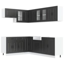 Berkfield Home 11 Piece Kitchen Cabinet Set Kalmar Black Engineered Wood - thumbnail 2