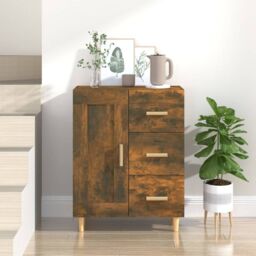 Berkfield Home Sideboard Smoked Oak 69.5x34x90 cm Engineered Wood in Brown - thumbnail 1