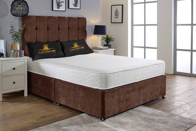 UK Bed Furniture Senator Divan Bed with 2 Drawers Foot End & 26 Inch headboard in Brown - Size: King - image 1