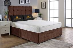 UK Bed Furniture Senator Divan Bed with 2 Drawers Foot End & 26 Inch headboard in Brown - Size: King