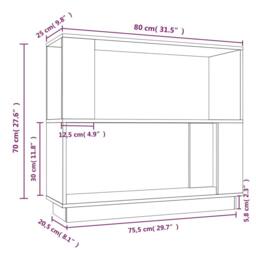 Berkfield Home Book Cabinet/Room Divider White 80x25x70 cm Solid Wood Pine - Size: 80 x 25 x 70 cm - thumbnail 8
