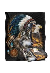 JQ Licensing En Native American Wolf & Eagle Silky Touch Super Soft Throw Blanket 152 X 127 cm in White - thumbnail 2