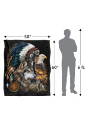 JQ Licensing En Native American Wolf & Eagle Silky Touch Super Soft Throw Blanket 152 X 127 cm in White - thumbnail 5