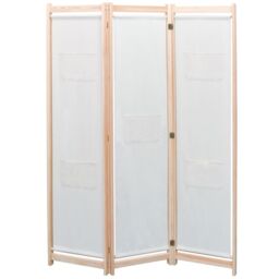 Berkfield Home 3-Panel Room Divider Cream 120x170x4 cm Fabric in Beige - Size: 120 x 170 x 4 cm