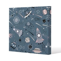 Benjamin Tate Design Spaceships & planets with stars (Canvas Print) / 127 x 127 x 4cm in Natural - Size: 127 x 127 x 4 cm - thumbnail 1