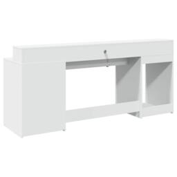 Berkfield Home Desk with LED Lights White 200x55x91 cm Engineered Wood - Size: 200 x 55 x 91 cm - thumbnail 8