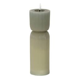 Lemon Pavilion Furniture and Decor Natural Glow 2.75x10 Carved LED Candle - Plastic - L7xW7xH24 cm - Grey - thumbnail 1