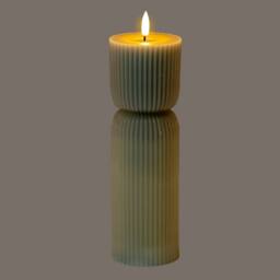 Lemon Pavilion Furniture and Decor Natural Glow 2.75x10 Carved LED Candle - Plastic - L7xW7xH24 cm - Grey - thumbnail 2