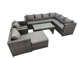 Fimous Garden Furniture Set with 2 Chairs Big Stool Dark Grey Mixed - thumbnail 1