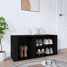 Berkfield Home Shoe Cabinet Black 100x35x45 cm Engineered Wood - Size: 100 x 35 x 45 cm
