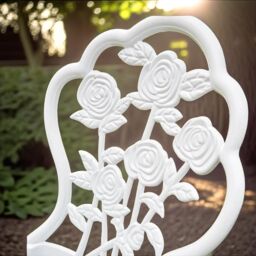 FURNOS Set of 3 Rose Cast Iron Bistro Table & Chair in White - thumbnail 4