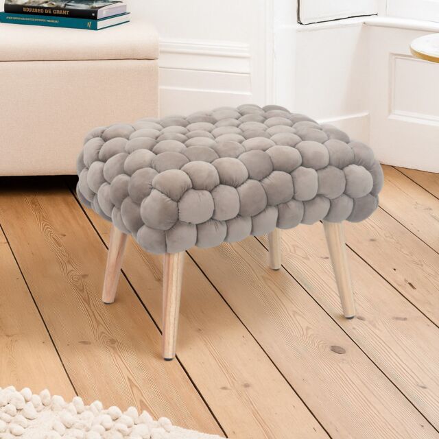 Artemis Home Cushla Bubbly Velvet Small Footstool in Taupe - image 1