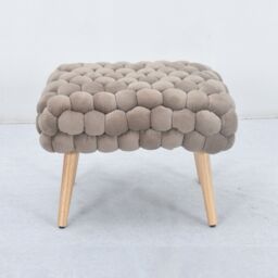 Artemis Home Cushla Bubbly Velvet Small Footstool in Taupe - thumbnail 3