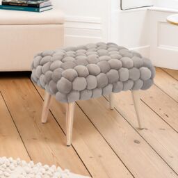 Artemis Home Cushla Bubbly Velvet Small Footstool in Taupe - thumbnail 1