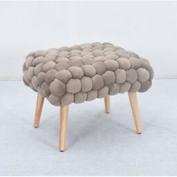 Artemis Home Cushla Bubbly Velvet Small Footstool in Taupe - thumbnail 2