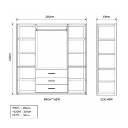 MN Furniture Spacious Hinged Wardrobe with Mirror Door & Drawers 200cm x 200cm in Natural - Size: 200 cm x 200 cm - thumbnail 6