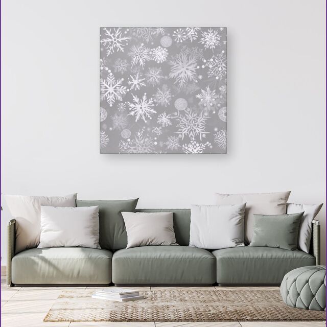 Warren Reed - Designer Slowflakes & Ice Canvas in Silver - Size: w40 inch x h40 inch - image 1