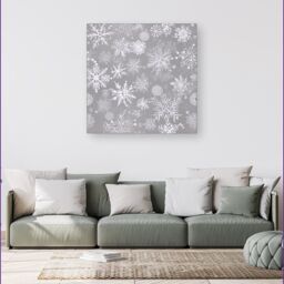 Warren Reed - Designer Slowflakes & Ice Canvas in Silver - Size: w40 inch x h40 inch - thumbnail 1