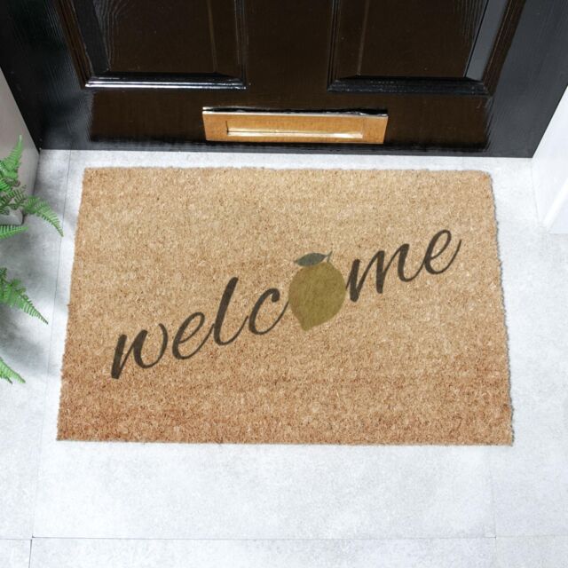 Artsy Mats Welcome Lemon Coir Doormat (60 x 40cm) in Brown - Size: 40 cm x 60 cm - image 1