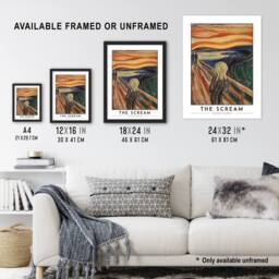 Artery8 Edvard Munch The Scream Skrik Painting Framed Wall Art Print in Orange - Size: A4 - thumbnail 3