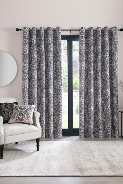 Laurence Llewelyn-Bowen 'Romilly' Floral Jacquard Blackout Pair of Eyelet Curtains in Natural - Size: 229 cm width x 229 cm drop - image 1