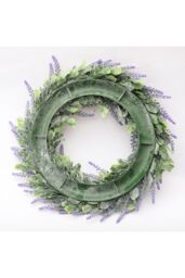 Living and Home 42cm Faux Eucalyptus & Flocked Lavender Wreath for Wedding & Home Decor in Purple - thumbnail 5