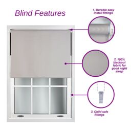 Furnished Roller Blind 100% Blackout Fabric Privacy Window Blinds in Cream - Size: 100 cm width x 165 cm drop - thumbnail 2