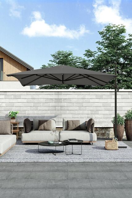 Garden Sanctuary Rotating Square Outdoor Patio Cantilever Parasol in Dark Grey - image 1