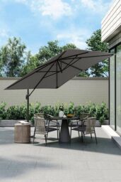 Garden Sanctuary Rotating Square Outdoor Patio Cantilever Parasol in Dark Grey - thumbnail 2