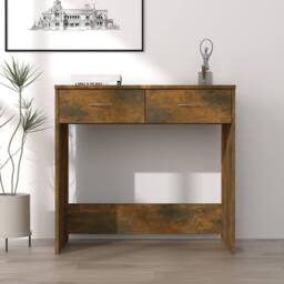 Berkfield Home Desk Smoked Oak 80x40x75 cm Engineered Wood in Brown - Size: 80 x 40 x 75 cm - thumbnail 2
