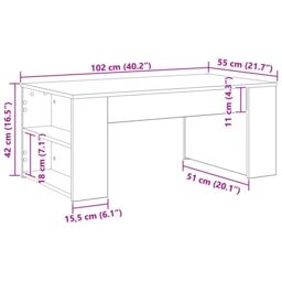 Berkfield Home Coffee Table Black Oak 102x55x42 cm Engineered Wood - Size: 102 x 55 x 42 cm - thumbnail 9