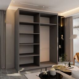Sliding Wardrobes 4U Ronni Sliding Door Wardrobe 150cm X 217cm in Grey - Size: 150 cm X 217 cm - thumbnail 3