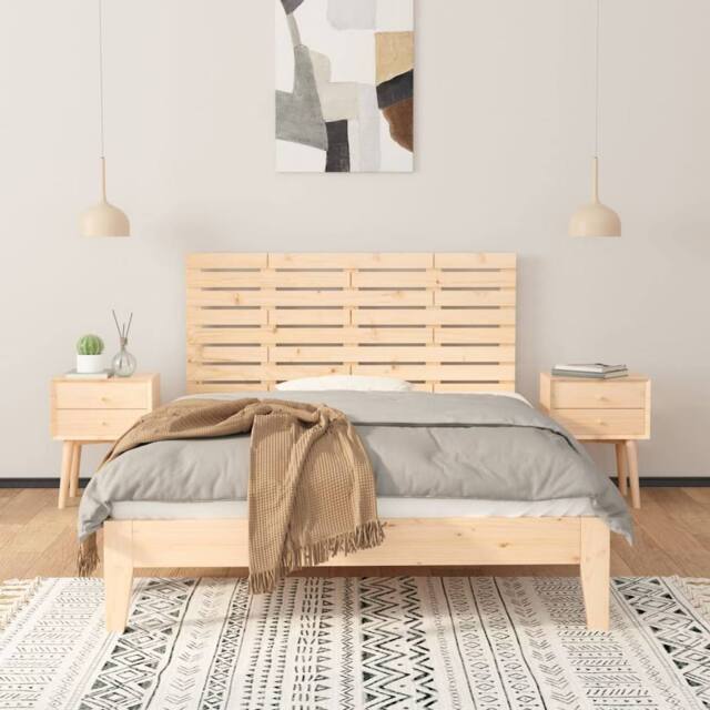 Berkfield Home Wall Headboard 141x3x63 cm Solid Wood Pine in Light Tan - Size: 141 x 3 x 63 cm - image 1