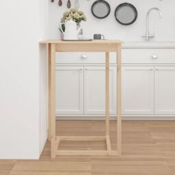 Berkfield Home Bar Table 80x80x110 cm Solid Wood Pine in Brown - Size: 80 x 80 x 110 cm - thumbnail 4