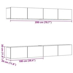 Berkfield Home Wall Mounted TV Cabinets 4 pcs Artisan Oak 100x30x30 cm in Brown - Size: 100 x 30 x 30 cm - thumbnail 7