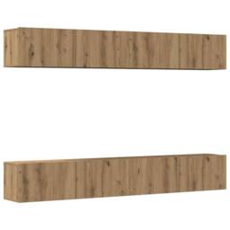 Berkfield Home Wall Mounted TV Cabinets 4 pcs Artisan Oak 100x30x30 cm in Brown - Size: 100 x 30 x 30 cm - thumbnail 3