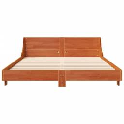 Berkfield Home Modern Bed Frame without Mattress Wax Brown 140x190 cm Solid Wood Pine - thumbnail 4